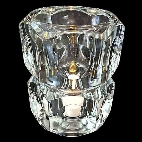 Bohemia Crystal Candle Holder Vase Icy Winter Holiday Party Cube Witchy Glass - Picture 10 of 16